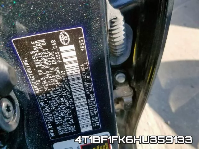 4T1BF1FK6HU359133 фото 2