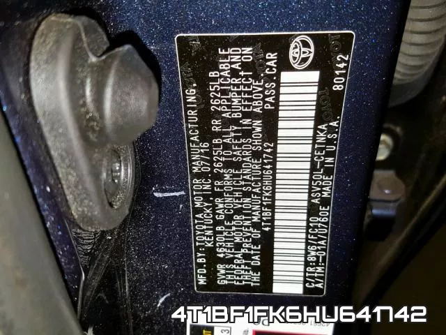 4T1BF1FK6HU641742 фото 2