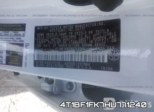 4T1BF1FK7HU771240 фото 10