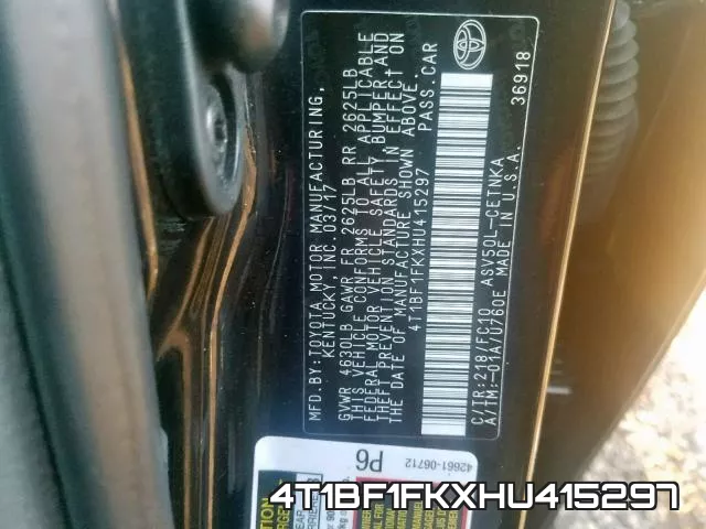 4T1BF1FKXHU415297 фото 2