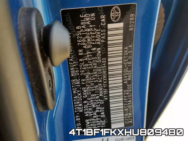 4T1BF1FKXHU809480 фото 2