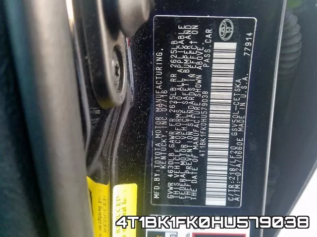 4T1BK1FK0HU579038 фото 2