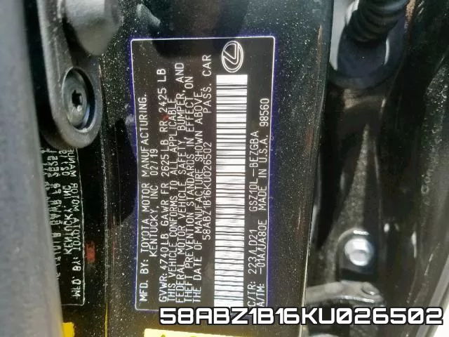 58ABZ1B16KU026502 фото 2