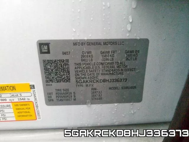 5GAKRCKD8HJ336373 фото 2
