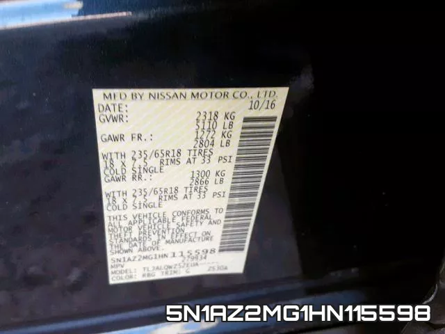 5N1AZ2MG1HN115598 фото 2