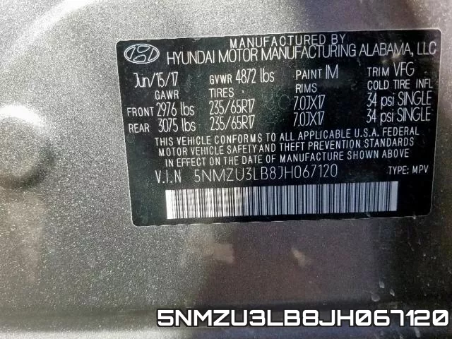 5NMZU3LB8JH067120 фото 2