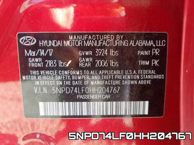 5NPD74LF0HH204767 фото 2
