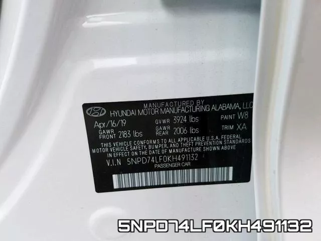 5NPD74LF0KH491132 фото 2