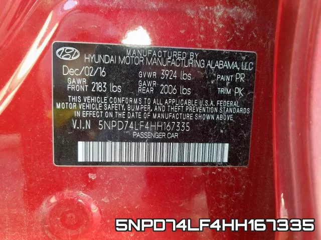 5NPD74LF4HH167335 фото 2