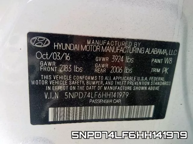 5NPD74LF6HH141979 фото 2
