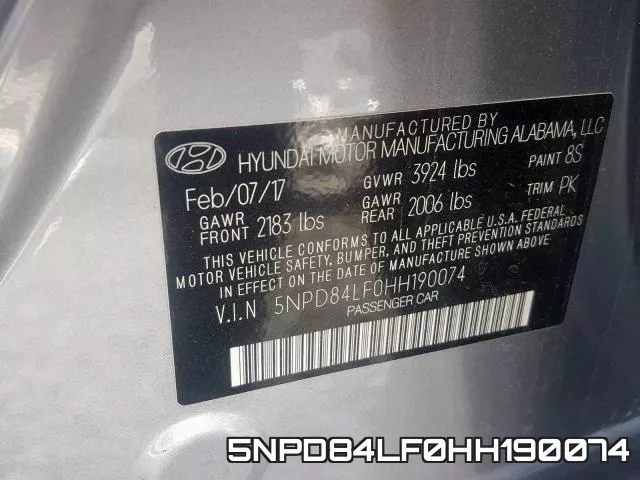 5NPD84LF0HH190074 фото 2