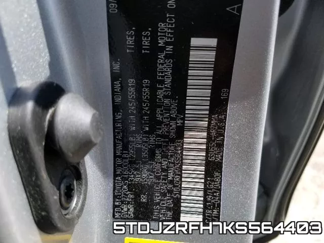 5TDJZRFH7KS564403 фото 2