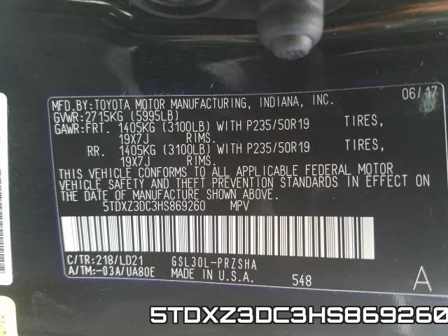 5TDXZ3DC3HS869260 фото 2