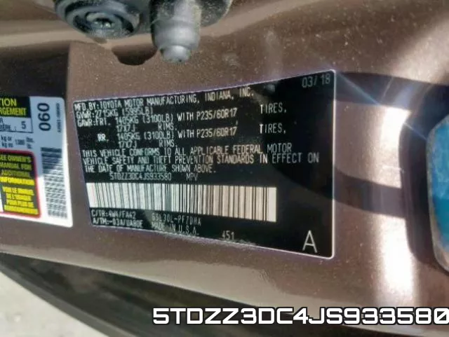 5TDZZ3DC4JS933580 фото 2