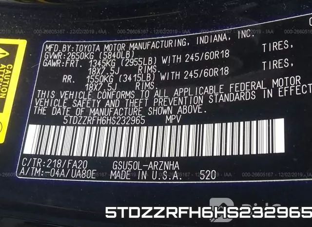 5TDZZRFH6HS232965 фото 7