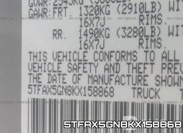 5TFAX5GN8KX158868 фото 10
