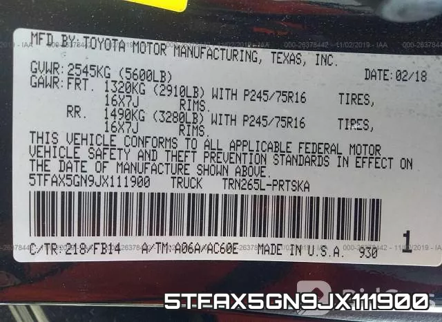 5TFAX5GN9JX111900 фото 9