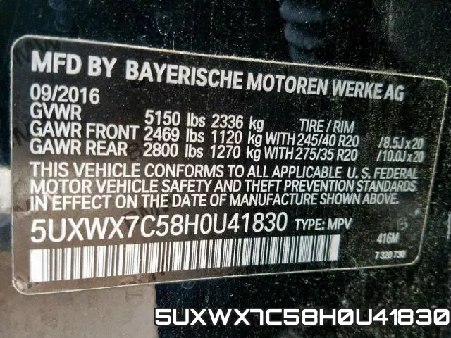 5UXWX7C58H0U41830 фото 2