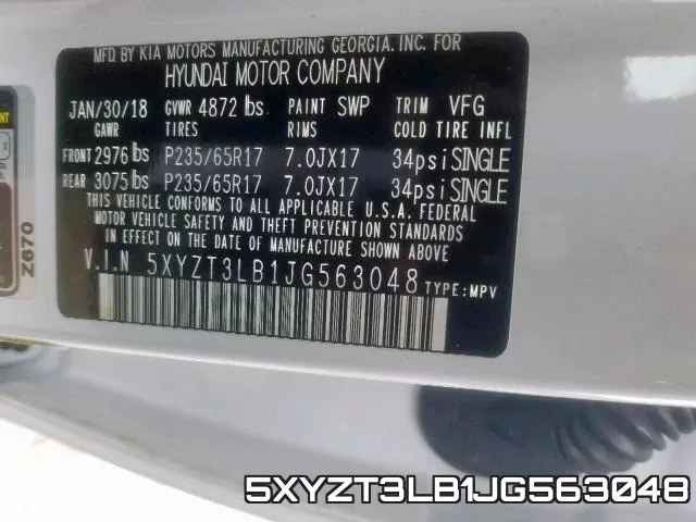 5XYZT3LB1JG563048 фото 2