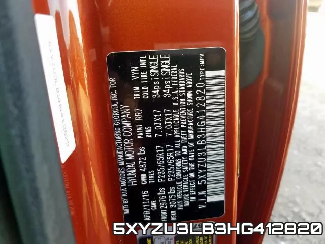 5XYZU3LB3HG412820 фото 2