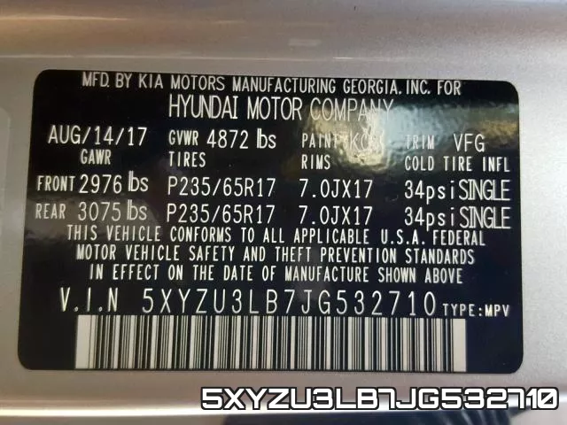 5XYZU3LB7JG532710 фото 2