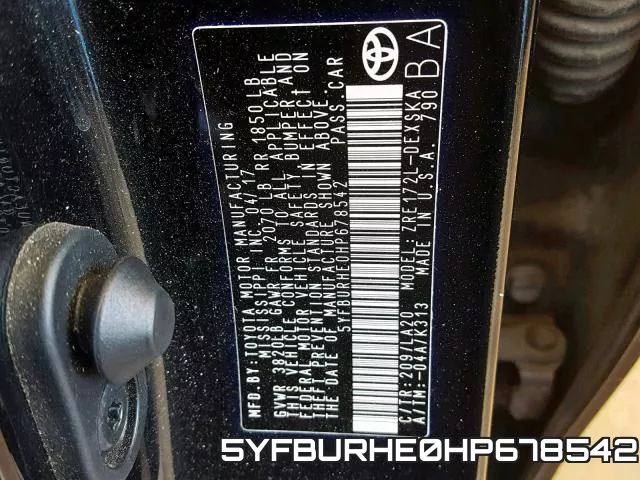 5YFBURHE0HP678542 фото 2