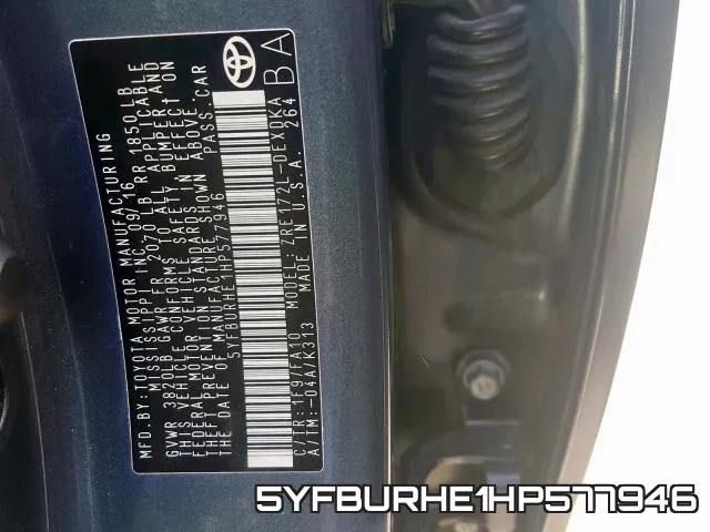 5YFBURHE1HP577946 фото 2