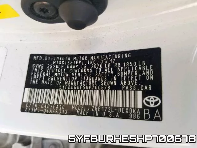 5YFBURHE5HP700678 фото 2