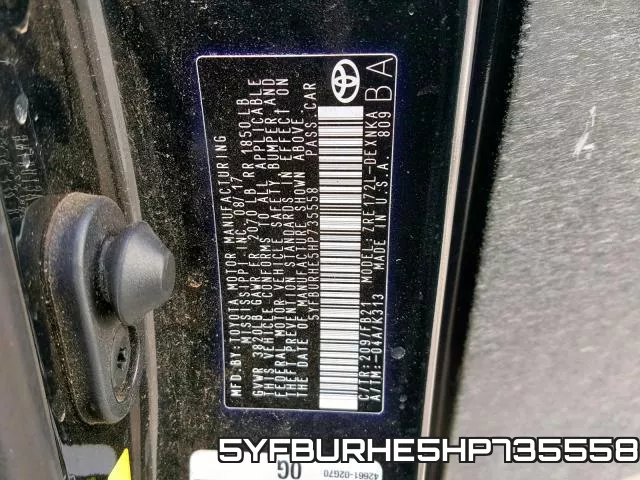 5YFBURHE5HP735558 фото 2