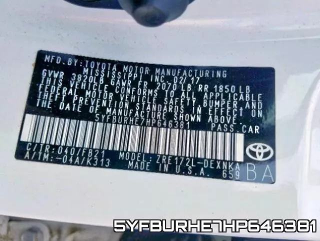 5YFBURHE7HP646381 фото 2