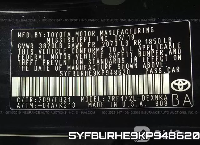 5YFBURHE9KP948620 фото 7