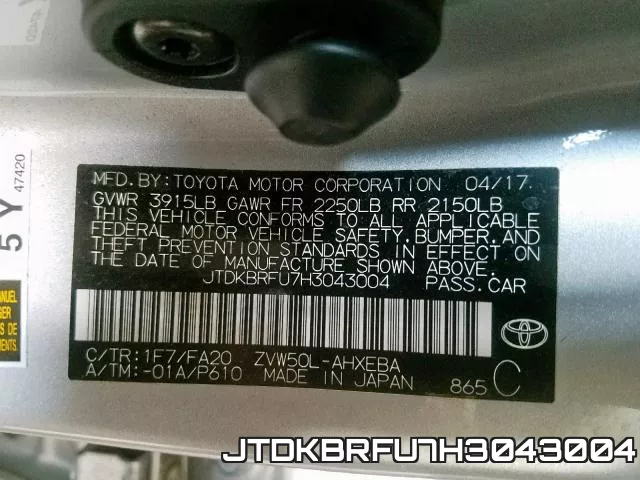 JTDKBRFU7H3043004 фото 2