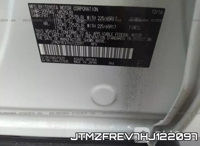 JTMZFREV7HJ122097 фото 10
