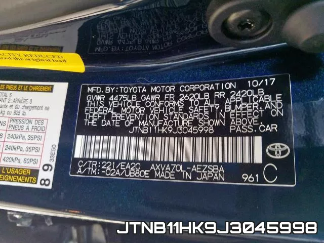 JTNB11HK9J3045998 фото 2
