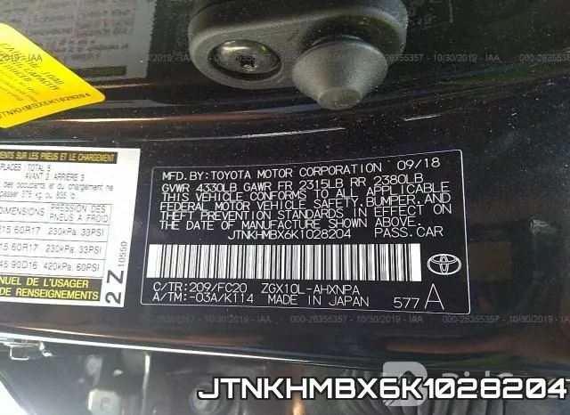 JTNKHMBX6K1028204 фото 10