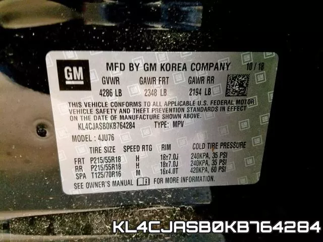 KL4CJASB0KB764284 фото 2