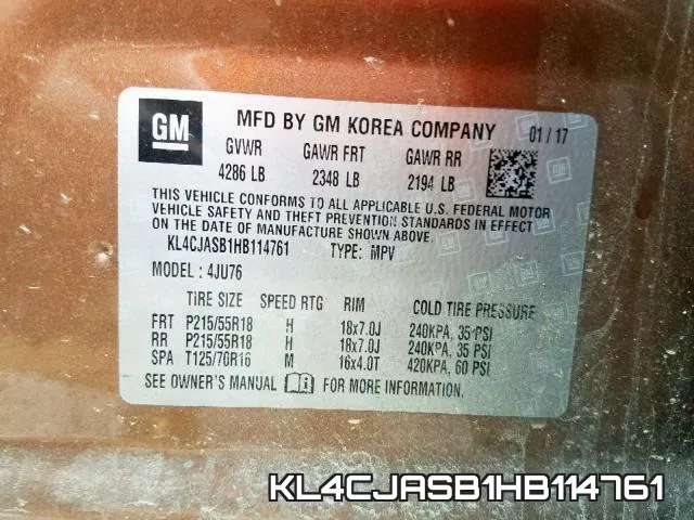 KL4CJASB1HB114761 фото 2
