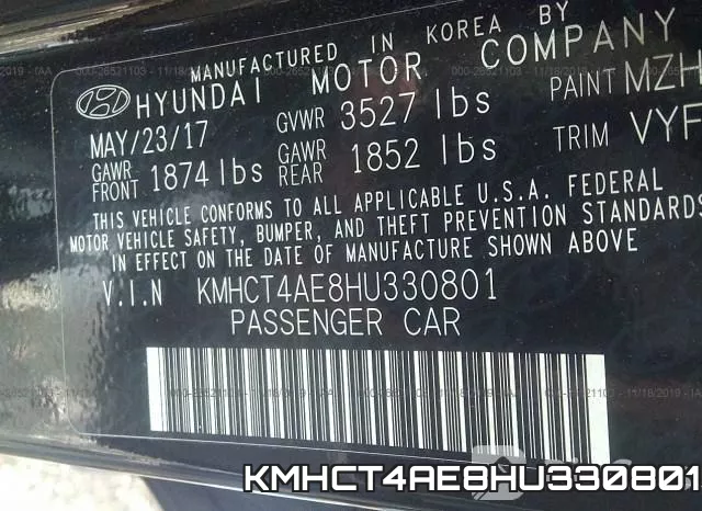 KMHCT4AE8HU330801 фото 9