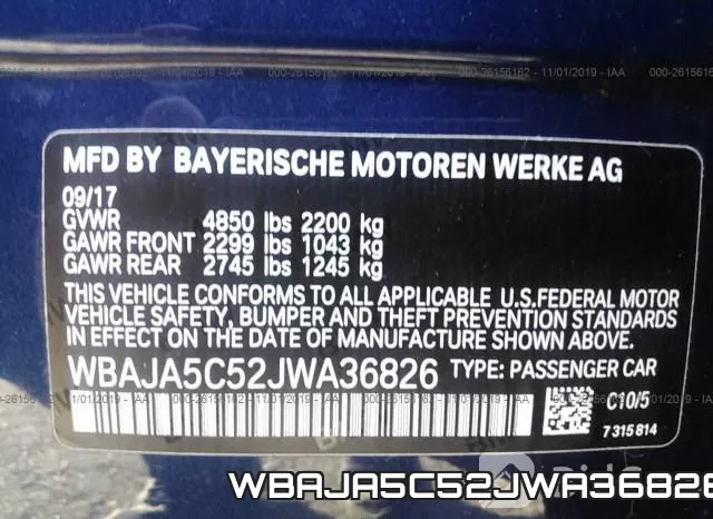 WBAJA5C52JWA36826 фото 7