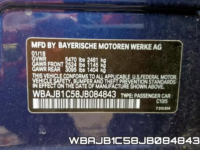 WBAJB1C58JB084843 фото 2