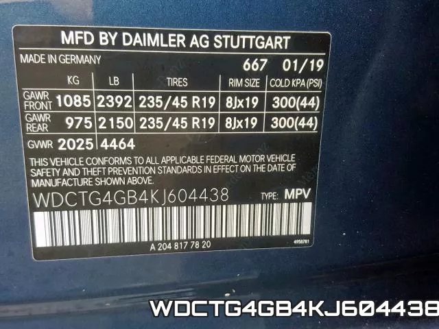 WDCTG4GB4KJ604438 фото 2