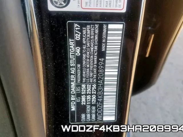 WDDZF4KB3HA208994 фото 2
