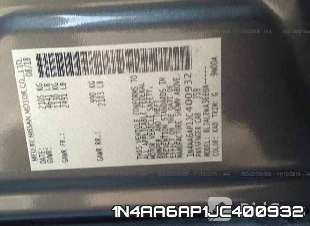 1N4AA6AP1JC400932 фото 8