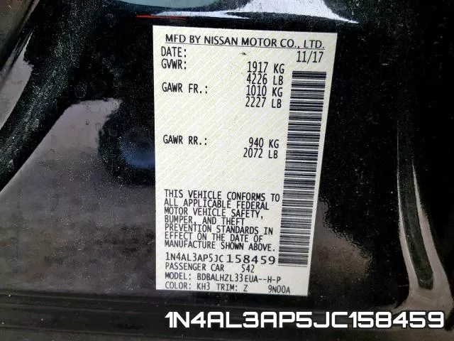 1N4AL3AP5JC158459 фото 2