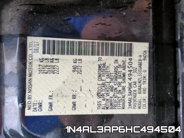 1N4AL3AP6HC494504 фото 2