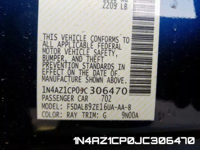 1N4AZ1CP0JC306470 фото 2
