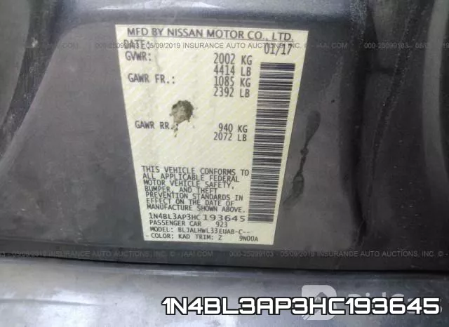 1N4BL3AP3HC193645 фото 9
