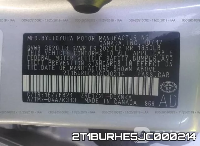 2T1BURHE5JC000214 фото 9