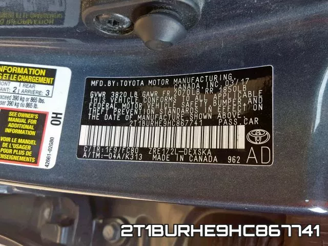 2T1BURHE9HC867741 фото 2
