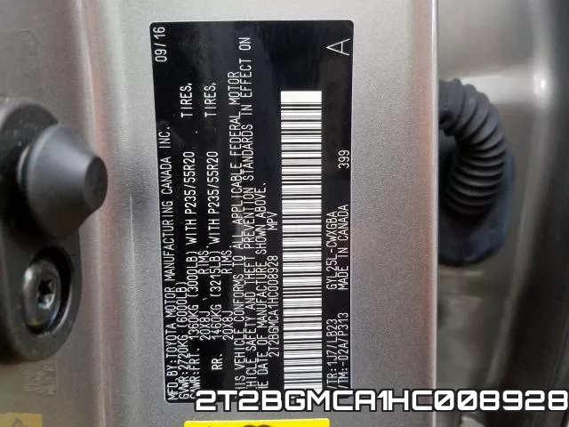 2T2BGMCA1HC008928 фото 2